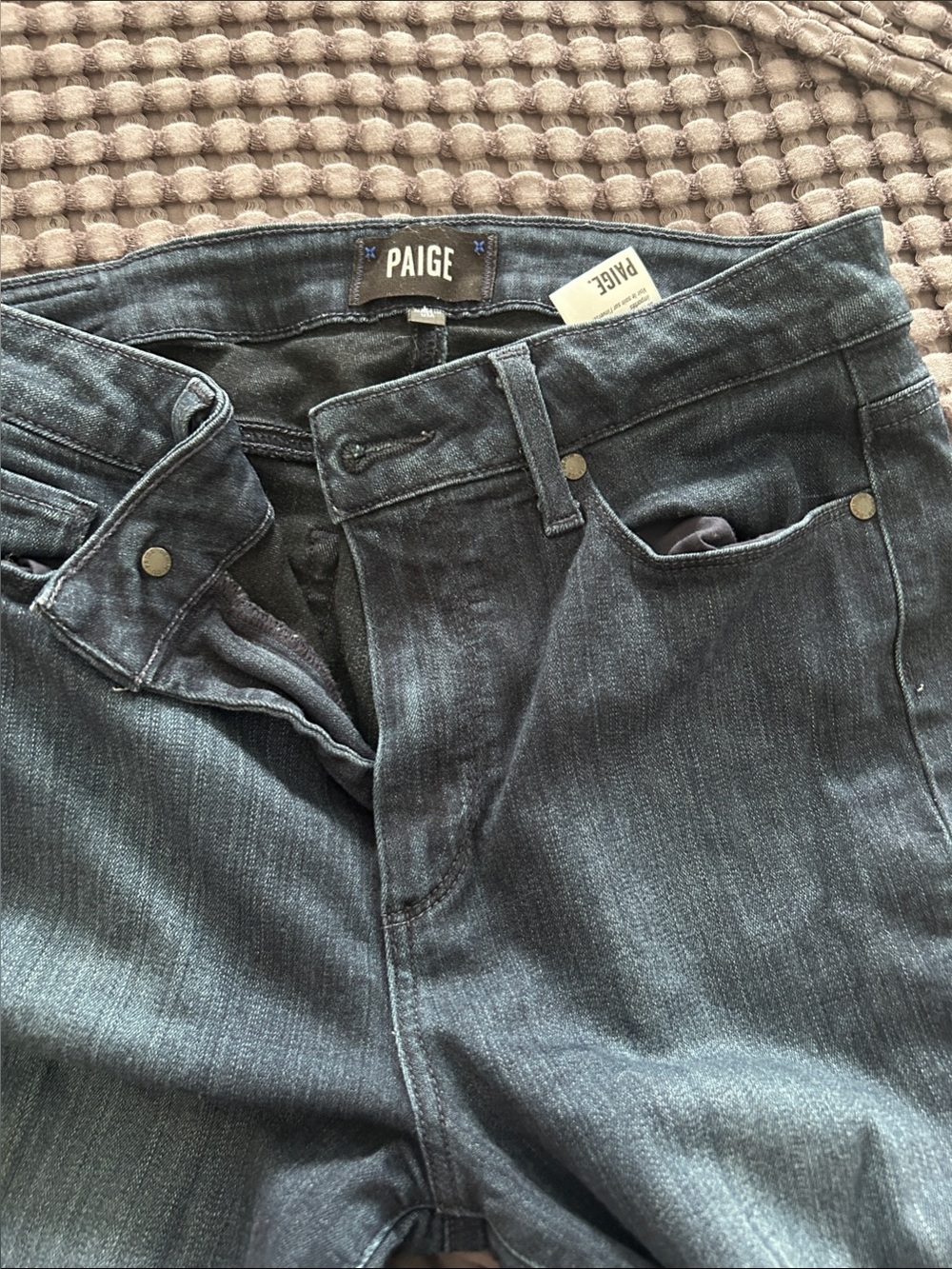 PAIGE Women's Charcoal Straight Leg Jeans